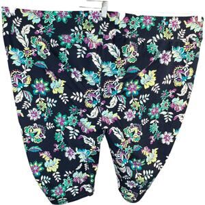 Sport Savvy Women’s 5XP Capri Pants Floral Stretch Navy Multicolor NWOT‎